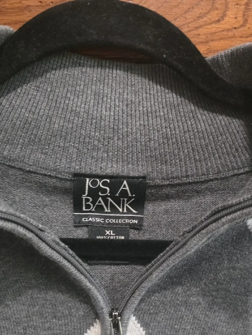Jos. A. Bank Men's Gray Argyle Half-Zip Sweater